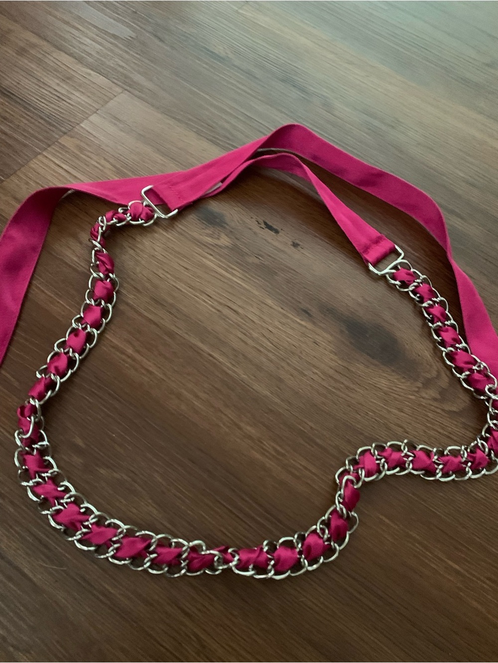 Fuchsia Chain-Link Ribbon Belt - Picture 2 of 5